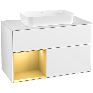 Villeroy and Boch Finion Villeroy and Boch Finion F241HFGF 100x60.3cm, cover plate white matt, shelf left gold matt, glossy white lacquer