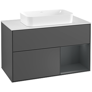 Villeroy and Boch Finion Villeroy and Boch Finion F251HGGK 100x60.3cm, cover plate white matt, shelf on the right Midnight Blue Matt Lacquer , anthracite matt