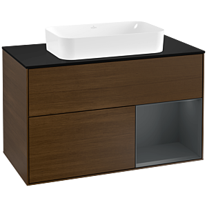 Villeroy and Boch Finion Villeroy and Boch Finion F252HGGN 100x60.3cm, cover plate matt black, shelf on the right Midnight Blue Matt Lacquer , Blue Matt Lacquer veneer