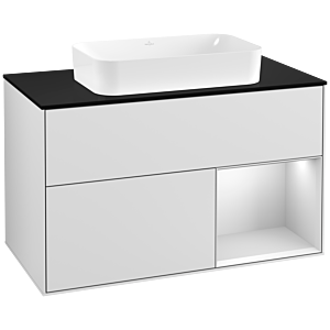 Villeroy and Boch Finion Villeroy and Boch Finion F252MTMT 100x60.3cm, cover plate black matt, shelf on the right white matt lacquer, white matt lacquer