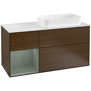 Villeroy et Boch Finion Villeroy et Boch F271GMGN 120cm, plaque de finition blanc mat, étagère à gauche Olive Matt Lacquer , placage Olive Matt Lacquer