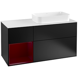 Villeroy and Boch Finion Villeroy and Boch Finion F271HBPD 120cm, cover plate white matt, shelf left Peony , black matt lacquer