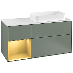 Villeroy and Boch Finion Villeroy and Boch Finion F271HFGM 120cm, cover plate white matt, shelf left gold matt, Olive Matt Lacquer