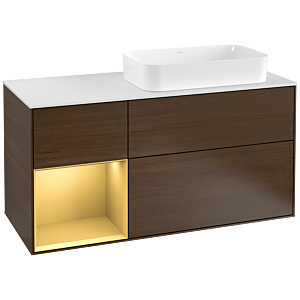 Villeroy and Boch Finion Villeroy and Boch Finion F271HFGN 120cm, cover plate white matt, shelf left gold matt, walnut veneer