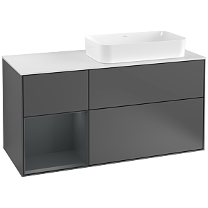 Villeroy et Boch Finion Villeroy et Boch F271HGGK 120cm, plaque de recouvrement blanc mat, étagère gauche Midnight Blue Matt Lacquer , anthracite mat