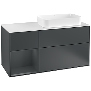 Villeroy et Boch Finion Villeroy et Boch F271HGHG 120cm, plaque de finition blanc mat, étagère gauche Midnight Blue Matt Lacquer , Midnight Blue Matt Lacquer