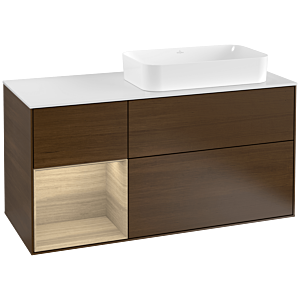 Villeroy et Boch Finion Villeroy et Boch F271PCGN 120cm, plaque de finition blanc mat, étagère à gauche Oak Veneer , placage Oak Veneer