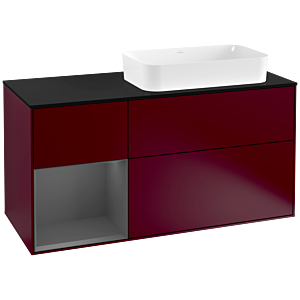 Villeroy et Boch Finion Villeroy et Boch F272GKHB 120cm, plaque de finition noir mat, étagère gauche anthracite mat, Peony Matt