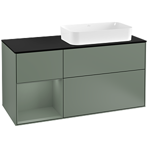 Villeroy et Boch Finion Villeroy et Boch F272GMGM 120cm, plaque de finition noir mat, étagère gauche Olive Matt Lacquer , Olive Matt Lacquer