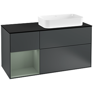 Villeroy et Boch Finion Villeroy et Boch F272GMHG 120cm, plaque de finition noir mat, étagère gauche Olive Matt Lacquer , Midnight Blue Matt Lacquer