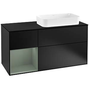 Villeroy et Boch Finion Villeroy et Boch F272GMPD 120cm, couvercle noir mat, étagère gauche Olive Matt Lacquer , laqué noir mat