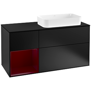 Villeroy et Boch Finion Villeroy et Boch F272HBPD 120cm, plaque de finition noir mat, étagère gauche Peony , laqué noir mat