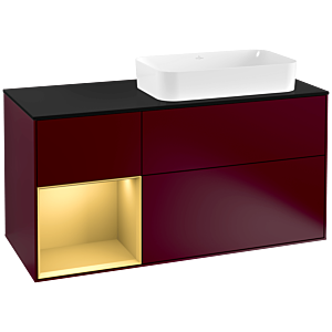 Villeroy et Boch Finion Villeroy et Boch F272HFHB 120cm, plaque de finition noir mat, étagère gauche or mat, Peony Matt