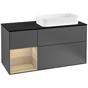 Villeroy et Boch Finion Villeroy et Boch F272PCGK 120cm, plaque de finition noir mat, étagère gauche Oak Veneer , anthracite mat
