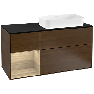 Villeroy et Boch Finion Villeroy et Boch F272PCGN 120cm, plaque de finition noir mat, étagère gauche Oak Veneer , placage Oak Veneer