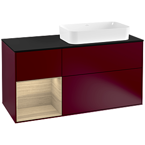 Villeroy et Boch Finion Villeroy et Boch F272PCHB 120cm, plaque de finition noir mat, étagère gauche Oak Veneer , Peony Matt