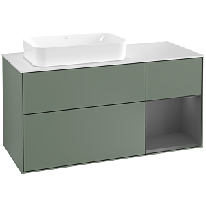 Villeroy and Boch Finion Villeroy and Boch Finion F281GKGM 120cm, cover plate white matt, shelf right anthracite matt, Olive Matt Lacquer