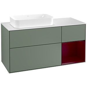 Villeroy and Boch Finion Villeroy and Boch Finion F281HBGM 120cm, cover plate matt white, shelf on the right Peony , Olive Matt Lacquer