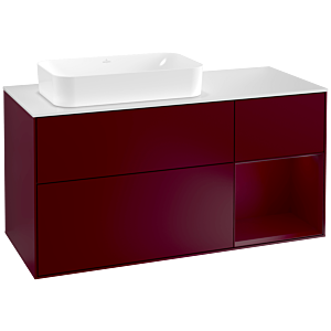 Villeroy und Boch Finion Waschtischunterschrank F281HBHB 120cm, Abdeckplatte white matt, Regal rechts Peony, Peony Matt