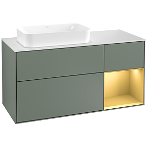 Villeroy and Boch Finion Villeroy and Boch Finion F281HFGM 120cm, cover plate white matt, shelf right gold matt, Olive Matt Lacquer