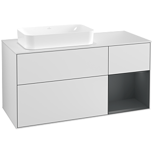Villeroy und Boch Finion Waschtischunterschrank F281HGMT 120cm, Abdeckplatte white matt, Regal rechts Midnight Blue Matt Lacquer, White matt lacquer