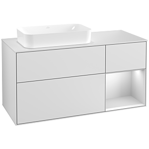 Villeroy und Boch Finion Waschtischunterschrank F281MTMT 120cm, Abdeckplatte white matt, Regal rechts White matt lacquer, White matt lacquer
