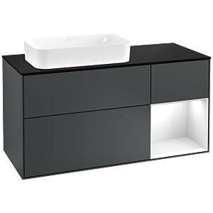 Villeroy and Boch Finion Villeroy and Boch Finion F282GFHG 120cm, cover plate black matt, shelf right Glossy white lacquer, Midnight Blue Matt Lacquer