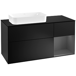Villeroy and Boch Finion Villeroy and Boch Finion F282GKPD 120cm, cover plate black matt, shelf right anthracite matt, black matt lacquer