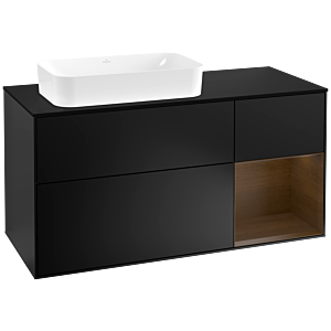 Villeroy and Boch Finion Villeroy and Boch Finion F282GNPD 120cm, cover plate black matt, shelf on the right walnut veneer, black matt lacquer