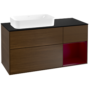 Villeroy and Boch Finion Villeroy and Boch Finion F282HBGN 120cm, cover plate black matt, shelf on the right Peony , Peony veneer