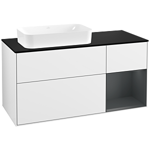 Villeroy and Boch Finion Villeroy and Boch Finion F282HGGF 120cm, cover plate black matt, shelf right Midnight Blue Matt Lacquer , glossy white lacquer