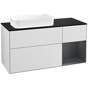 Villeroy and Boch Finion Villeroy and Boch Finion F282HGMT 120cm, cover plate black matt, shelf on the right Midnight Blue Matt Lacquer , white matt lacquer