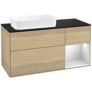 Villeroy and Boch Finion Villeroy and Boch Finion F282MTPC 120cm, cover plate black matt, shelf on the right white matt lacquer, Oak Veneer