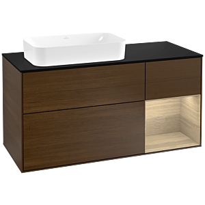 Villeroy et Boch Finion Villeroy et Boch F282PCGN 120cm, plaque de finition noir mat, étagère à droite Oak Veneer , placage Oak Veneer