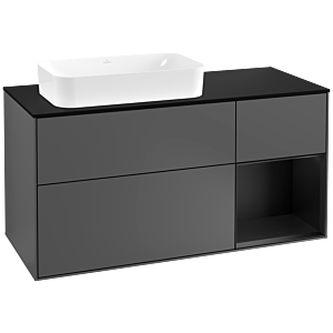 Villeroy and Boch Finion Villeroy and Boch Finion F282PDGK 120cm, cover plate black matt, shelf on the right black matt lacquer, anthracite matt