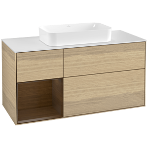 Villeroy and Boch Finion Villeroy and Boch Finion F291GNPC 120cm, cover plate matt white, shelf left Oak Veneer veneer, Oak Veneer