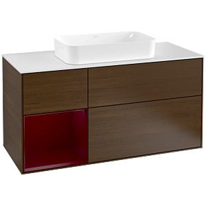 Villeroy and Boch Finion Villeroy and Boch Finion F291HBGN 120cm, cover plate matt white, shelf on the left Peony , Peony veneer