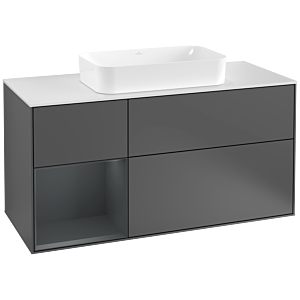 Villeroy et Boch Finion Villeroy et Boch F291HGGK 120cm, plaque de recouvrement blanc mat, étagère gauche Midnight Blue Matt Lacquer , anthracite mat