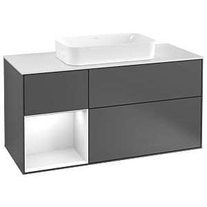 Villeroy and Boch Finion Villeroy and Boch Finion F291MTGK 120cm, cover plate white matt, shelf left white matt lacquer, anthracite matt