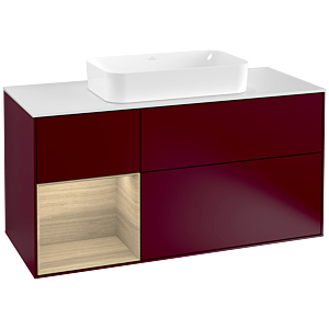 Villeroy et Boch Finion Villeroy et Boch F291PCHB 120cm, plaque de finition blanc mat, étagère à gauche Oak Veneer , Peony Matt