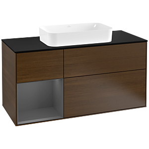 Villeroy and Boch Finion Villeroy and Boch Finion F292GKGN 120cm, cover plate black matt, shelf left anthracite matt, walnut veneer