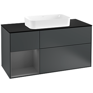 Villeroy and Boch Finion Villeroy and Boch Finion F292GKHG 120cm, cover plate black matt, shelf left anthracite matt, Midnight Blue Matt Lacquer