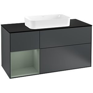 Villeroy and Boch Finion Villeroy and Boch Finion F292GMHG 120cm, cover plate black matt, shelf left Olive Matt Lacquer , Midnight Blue Matt Lacquer
