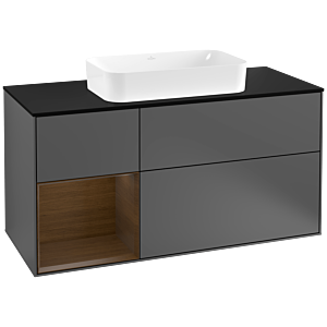Villeroy and Boch Finion Villeroy and Boch Finion F292GNGK 120cm, cover plate black matt, shelf left walnut veneer, anthracite matt