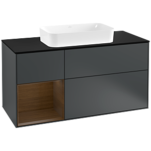 Villeroy and Boch Finion Villeroy and Boch Finion F292GNHG 120cm, cover plate black matt, shelf left Walnut veneer, Midnight Blue Matt Lacquer