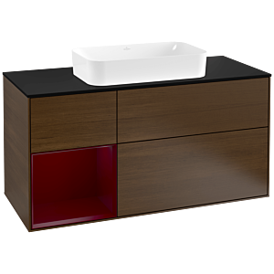 Villeroy and Boch Finion Villeroy and Boch Finion F292HBGN 120cm, cover plate black matt, shelf left Peony , Peony veneer