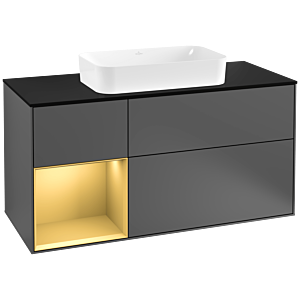 Villeroy and Boch Finion Villeroy and Boch Finion F292HFGK 120cm, cover plate black matt, shelf left gold matt, anthracite matt