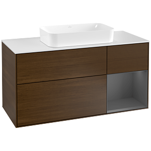Villeroy and Boch Finion Villeroy and Boch Finion F301GKGN 120cm, cover plate matt white, shelf on the right anthracite matt, walnut veneer
