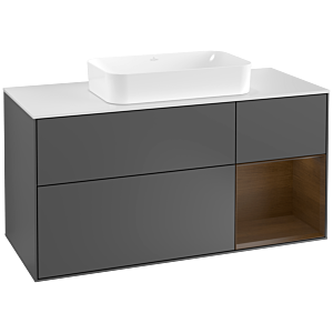 Villeroy and Boch Finion Villeroy and Boch Finion F301GNGK 120cm, cover plate white matt, shelf right walnut veneer, anthracite matt
