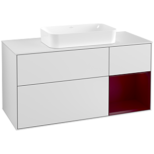 Villeroy und Boch Finion Waschtischunterschrank F301HBMT 120cm, Abdeckplatte white matt, Regal rechts Peony, White matt lacquer